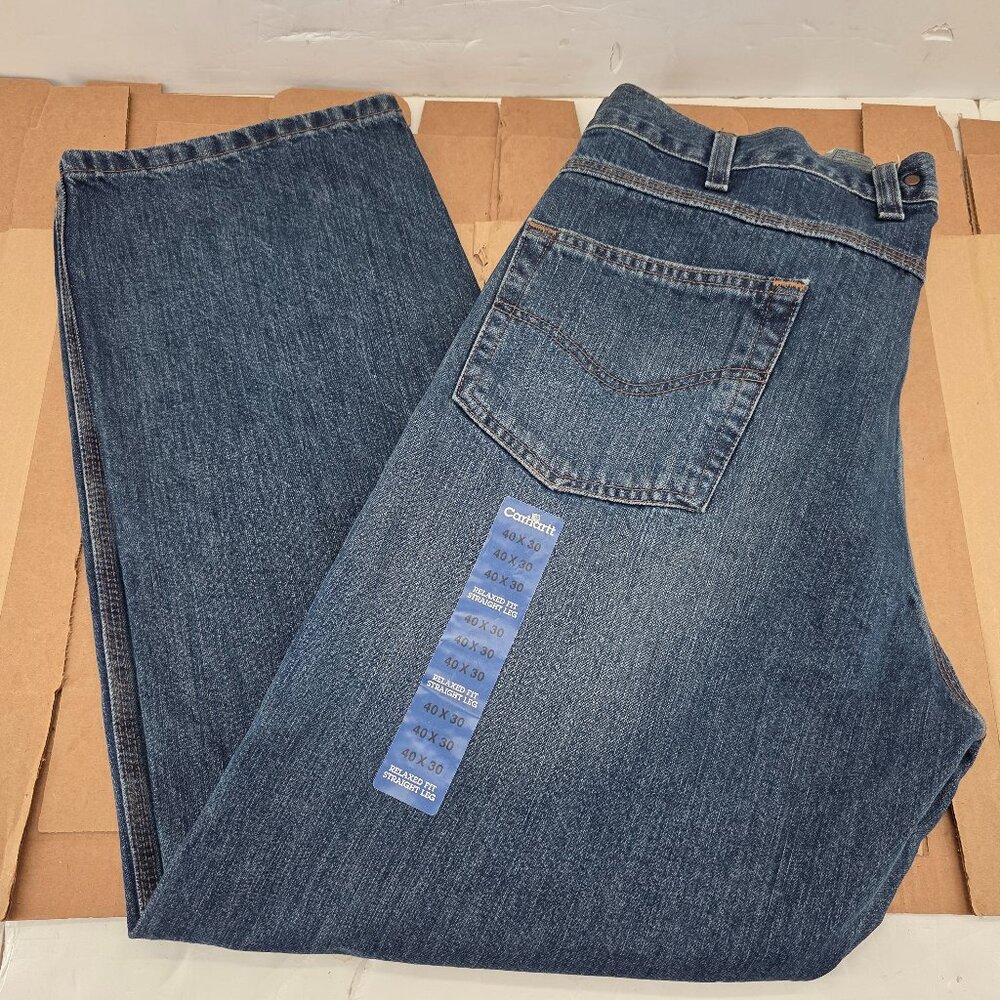 Carhartt Men's  Relaxed Fit  Straight Leg Denim Blue Jeans B213 DKV  Size 40x 30
